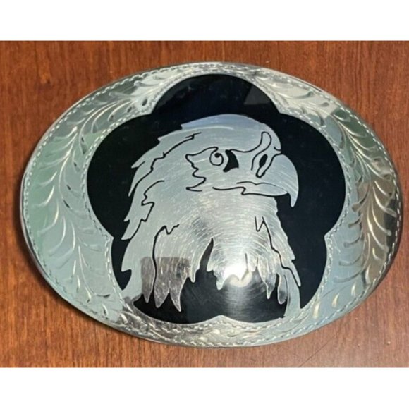 RI15137 VINTAGE 1980s **AMERICAN BALD EAGLE** SOUTHWESTERN DESIGN BELT BUCKLE - Picture 1 of 3